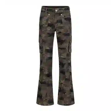 布客行 美式复古潮牌多口袋迷彩裤 微喇直筒阔腿多种版型可选 时尚百搭显高显瘦牛仔裤 男女同款