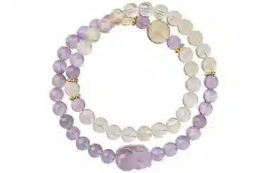 石头记 貔貅招米黄晶双圈叠戴九紫离火能量加持 时来运转磁场梦幻紫晶紫气东来 转运来财 疗愈能量磁场#好运 紫水晶 手串 女款