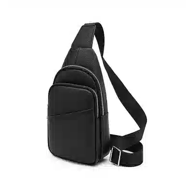 老人头 经典商务简约通勤 牛皮 胸包 男款 黑色