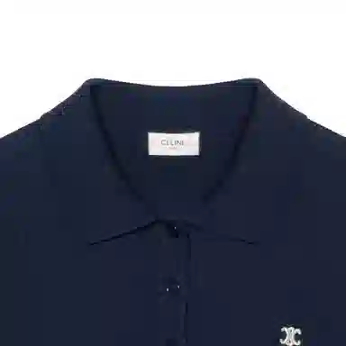 CELINE SS25 Embroidered Polo Navy