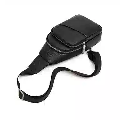 老人头 经典商务简约通勤 牛皮 胸包 男款 黑色