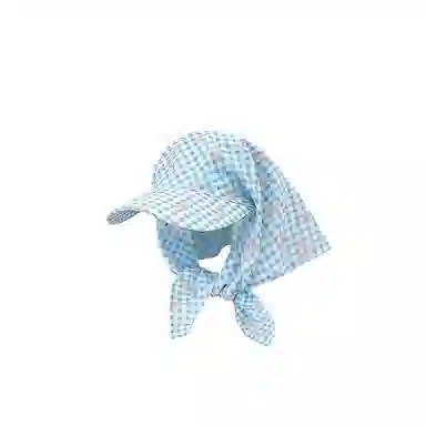 艾佳微 多巴胺配色蝴蝶结格纹绑带遮阳防晒甜 棉 鸭舌帽 男女同款情侣款