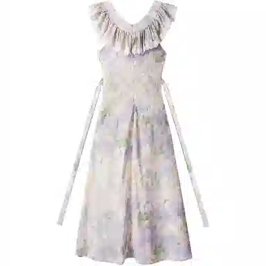 如续 韩系荷叶边褶皱修身短袖连衣裙 女款