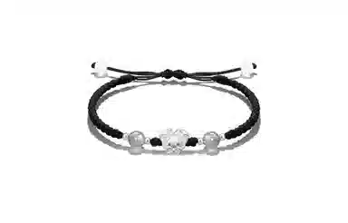 【S999纯银】 牧言 桃花兔熊 萌趣可爱浪漫甜美新中式小众高级感 立体粉蝴蝶结兔子圆珠编织绳手饰 约会好运 足银 手绳 男女同款情侣款