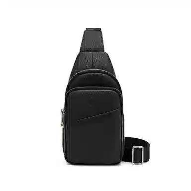 老人头 经典商务简约通勤 牛皮 胸包 男款 黑色