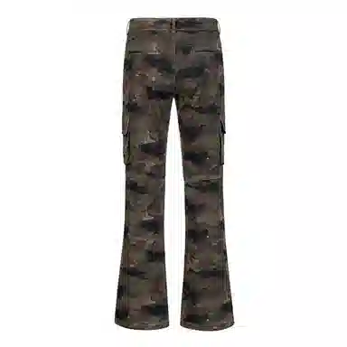 布客行 美式复古潮牌多口袋迷彩裤 微喇直筒阔腿多种版型可选 时尚百搭显高显瘦牛仔裤 男女同款