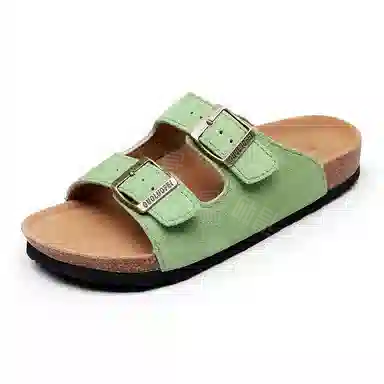 果洛菲 软木拖时尚外穿一字拖鞋 男女同款 绿色