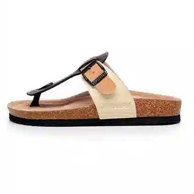 果洛菲 经典舒适百搭 软木底 防滑人字拖鞋 男女同款 米棕驼