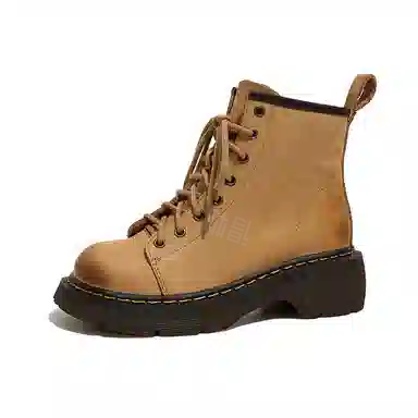 老喵 复古休闲简约 马丁靴 女款 棕色