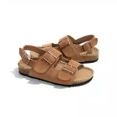 老喵 复古舒适百搭 沙滩凉鞋 女款 驼色