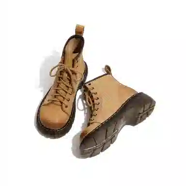 老喵 复古休闲简约 马丁靴 女款 棕色