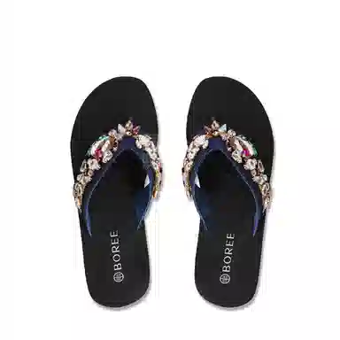 宝人 潮流增高外穿 静音防滑人字拖鞋 女款 黑色