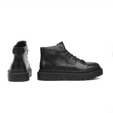 潮攻 牛皮革 通勤百搭 短靴 男款 黑色