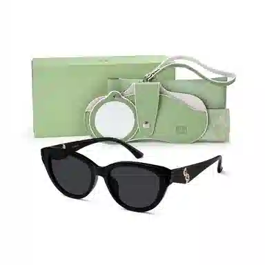 墨氧 时尚高级轻奢感原创柳叶设计小框猫眼墨镜 潮流大牌品质防晒防紫外线旅游度假出片显脸小精致感偏光驾驶镜 太阳眼镜 女款