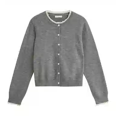 茵曼 简约通勤复古花边绒感针织衫 女款