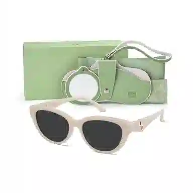 墨氧 时尚高级轻奢感原创柳叶设计小框猫眼墨镜 潮流大牌品质防晒防紫外线旅游度假出片显脸小精致感偏光驾驶镜 太阳眼镜 女款