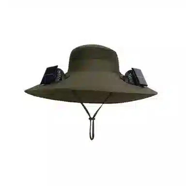 图涂丫 太阳能双风扇大檐透气户外登山钓鱼防晒 涤纶 渔夫帽 男女同款情侣款