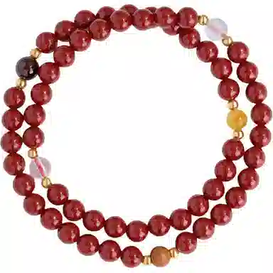 福茹记 五行多宝 金木水火土五色新中式双圈珠串 转运珠 平安纳福#好运 本命年显白 朱砂 手串 女款