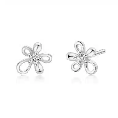 老凤祥 【足银】浪漫甜美可爱花朵森系小清新养耳洞睡觉免摘 小众设计日常通勤百搭温柔显气质闺蜜女友精美礼盒#好运 足银 耳钉 女款