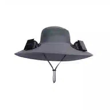 图涂丫 太阳能双风扇大檐透气户外登山钓鱼防晒 涤纶 渔夫帽 男女同款情侣款
