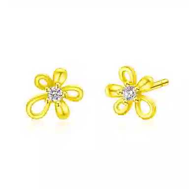 老凤祥 【足银】浪漫甜美可爱花朵森系小清新养耳洞睡觉免摘 小众设计日常通勤百搭温柔显气质闺蜜女友精美礼盒#好运 足银 耳钉 女款