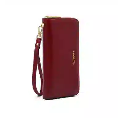 老人头 时尚简约高级质感百搭通勤多卡位票夹卡包 头层牛皮 钱包 女款 黑色/红色