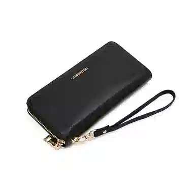 老人头 时尚简约高级质感百搭通勤多卡位票夹卡包 头层牛皮 钱包 女款 黑色/红色