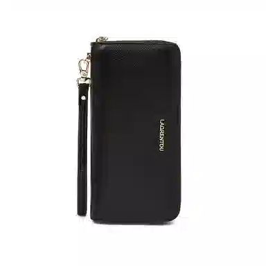 老人头 时尚简约高级质感百搭通勤多卡位票夹卡包 头层牛皮 钱包 女款 黑色/红色