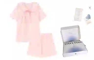夏芬妍 甜美波点舒适亲肤凉感短袖三分裤休闲可外穿家居服睡衣套装 女款