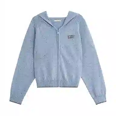 茵曼 休闲通勤宽松彩点连帽针织衫 女款