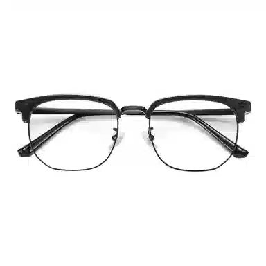 【可配度数】 苍木优品 透灰色商务半框近视可定制防蓝光近视镜片纯钛镜框黑银配色显脸小 β钛合金 方形 功能性眼镜 男女同款情侣款