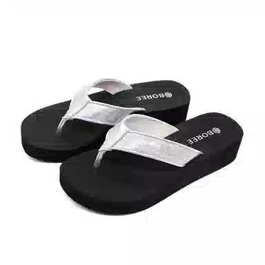 宝人 百搭时尚舒适 静音防臭防磨防滑人字拖鞋 女款 黑色