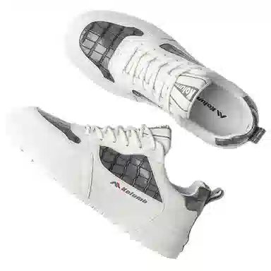 哥仑步 头层牛皮 舒适百搭 减震防滑 低帮 板鞋 男款 白灰色