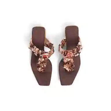 墨忆 真丝布 百搭时尚人字拖鞋 女 棕色