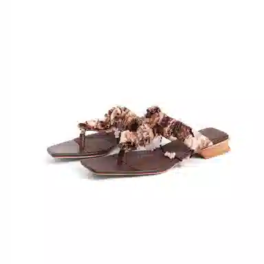 墨忆 真丝布 百搭时尚人字拖鞋 女 棕色