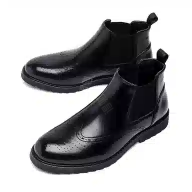 品乙 超纤皮 百搭 增高潮流 时尚舒适 短筒 切尔西靴 男款