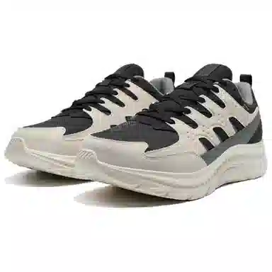 特步 舒适简约防滑耐磨 低帮 休闲跑步鞋 男款 黑灰