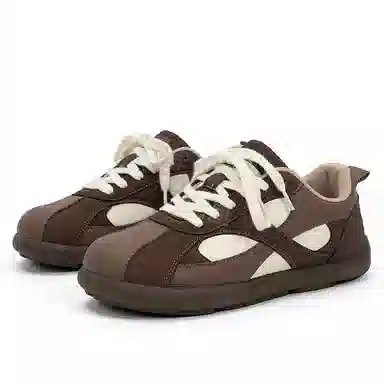 芭芭鸭 时尚休闲 舒适平底 系带 防滑耐磨 低帮 板鞋 女款 棕色