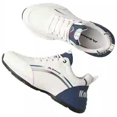 哥仑步 头层牛皮 简约舒适 时尚百搭 防滑透气增高 低帮 生活休闲鞋 男款 白蓝