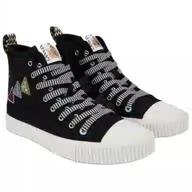 Lanvin High Top Canvas Sneakers Black