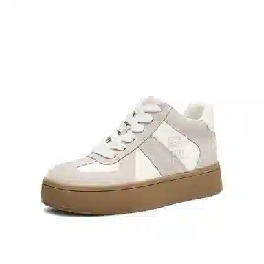 波尔谛奇 牛皮革绒面革 复古时尚 轻便增高 中帮 生活休闲鞋 女款