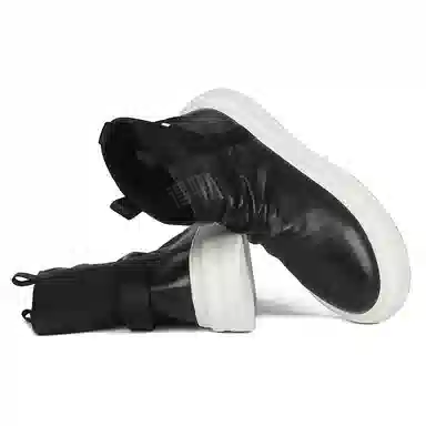 泰点 头层牛皮 时尚百搭厚底增高休闲 短靴 男款 黑色