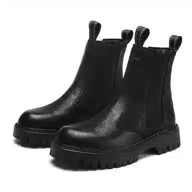 木林森 合成革 耐磨防滑 通勤百搭 舒适潮流 短筒 切尔西靴 男款