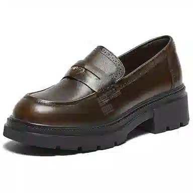 百思图 牛皮革 时尚复古学院风 乐福鞋 女款