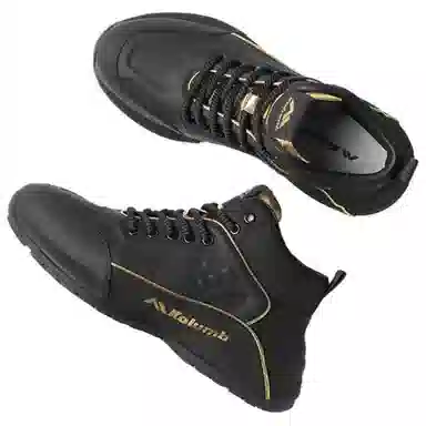 哥仑步 头层牛皮超纤皮 简约舒适 时尚百搭 防水透气轻便 高帮 生活休闲鞋 男款 黑金