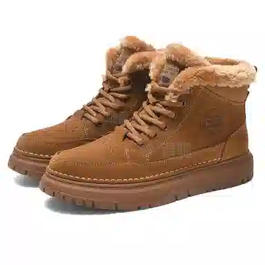 真恩 牛反绒 保暖增高 抗寒舒适 短筒 雪地靴 男款