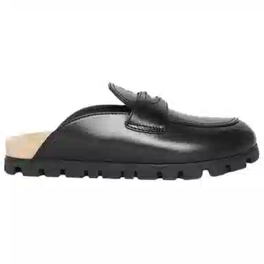 Miu Miu Round Toe Mule Slippers Black