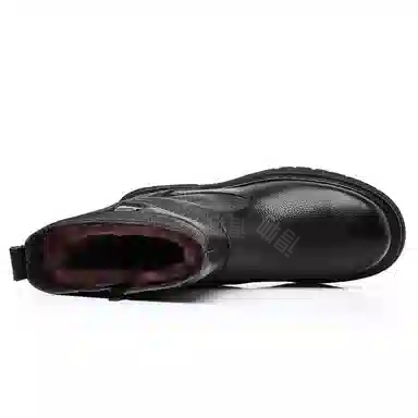 木林森 暖冬骑士 英伦古罗马风加绒加厚温暖舒适防风御寒保暖锁温防滑耐磨防水厚底增高软底回弹时尚经典百搭雪地暴走户外 短靴 男款 黑色