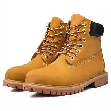 季公羊 牛皮革 时尚潮流 简约经典 短筒 马丁靴 男女同款 麦色