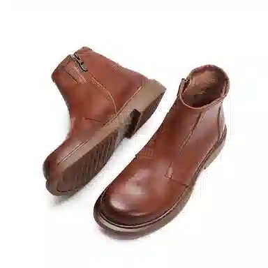 维戈 头层牛皮 时尚百搭潮流圆头 短靴 男款